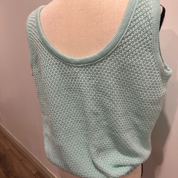 Vintage knit sweater vest, homemade  chunky knit SZ L EUC mint green - Picture 4 of 5